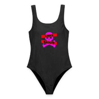LINKE BADDIE TOTENKOPF STATEMENT FÜR DEMOKRATIE - Frauen Badeanzug - Schwarz - Vorne - AI Model Female 172 light (172cm)