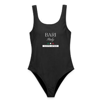Bari Italien Souvenir – Reise minimalistisch - Frauen Badeanzug - Schwarz - Vorne - AI Model Female 172 light (172cm)