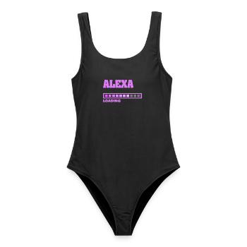 Alexa als Geburt - Frauen Badeanzug - Schwarz - Vorne - AI Model Female 172 light (172cm)