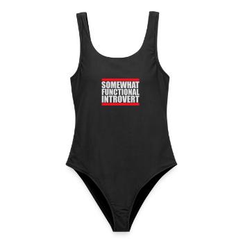 Somewhat Functional Introvert Spruch Logo Text - Frauen Badeanzug - Schwarz - Vorne - AI Model Female 172 light (172cm)