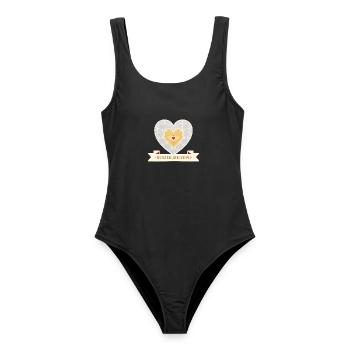 Herz aus Gold, Geduld aus Stahl Spruch Shirt - Frauen Badeanzug - Schwarz - Vorne - AI Model Female 172 light (172cm)
