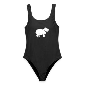 Capybara Wasserschwein - Frauen Badeanzug - Schwarz - Vorne - AI Model Female 172 light (172cm)