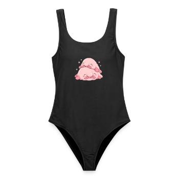  Kawaii Blobfisch Kuscheln Süßer Rosa Gestapelter - Frauen Badeanzug - Schwarz - Vorne - AI Model Female 172 light (172cm)