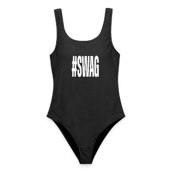Hashtag Swag - Frauen Badeanzug - Schwarz - Vorne - AI Model Female 172 light (172cm)