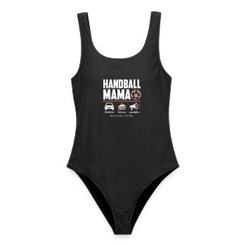 Handballmama Geschenk – Saison für Saison - Frauen Badeanzug - Schwarz - Vorne - AI Model Female 172 light (172cm)