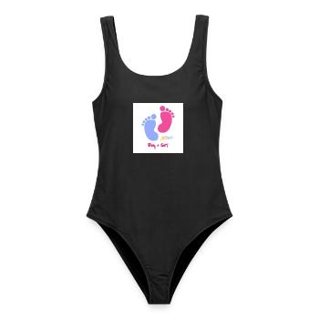 Fußabdruck Duo Baby Boy Girl - Frauen Badeanzug - Schwarz - Vorne - AI Model Female 172 light (172cm)