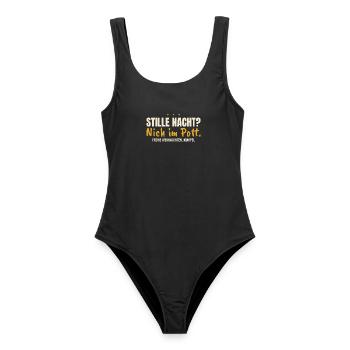 Stille Nacht? Nich im Pott. – für dunkle Shirts - Frauen Badeanzug - Schwarz - Vorne - AI Model Female 172 light (172cm)