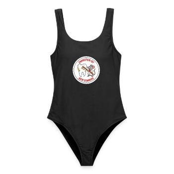 Tierzahnheilkunde Maus Zahnstein Spruch Shirt - Frauen Badeanzug - Schwarz - Vorne - AI Model Female 172 light (172cm)