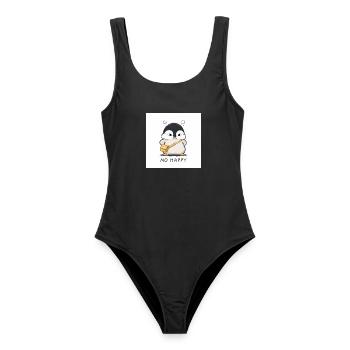 No Happy Pinguin mit Gelber Tasche - Frauen Badeanzug - Schwarz - Vorne - AI Model Female 172 light (172cm)