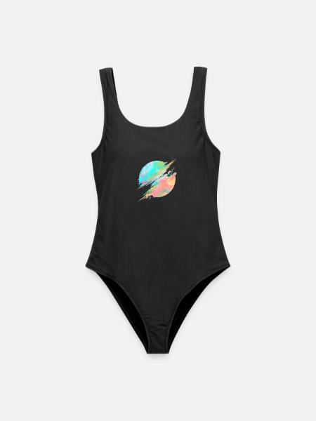 Pastel Rainbow Abstract Splash - Frauen Badeanzug - Schwarz
