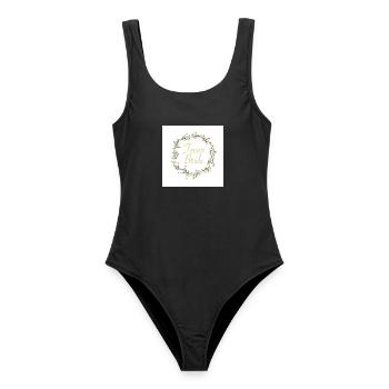 Team Bride mit Blumenkranz - Frauen Badeanzug - Schwarz - Vorne - AI Model Female 172 light (172cm)