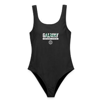 Galway Irland Koordinaten Reise Souvenir - Frauen Badeanzug - Schwarz - Vorne - AI Model Female 172 light (172cm)