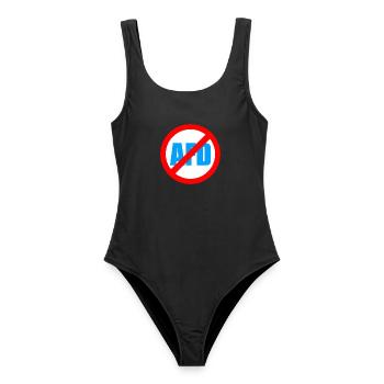 No AFD FCK AFD Protest Links Antifa - Frauen Badeanzug - Schwarz - Vorne - AI Model Female 172 light (172cm)