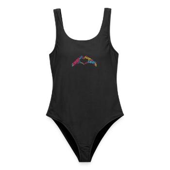 Aaron t-shirt t-shirt word cloud coeur main - Maillot de bain femme - noir - Devant - AI Model Female 172 light (172cm)