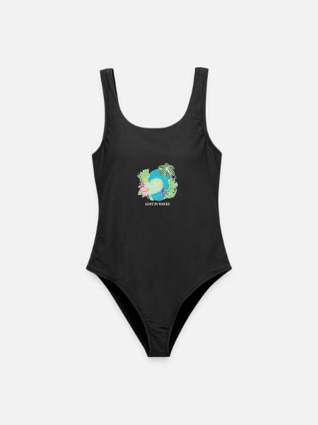 Lost in Waves – Tropical Surf Vibes Design - Frauen Badeanzug - Schwarz