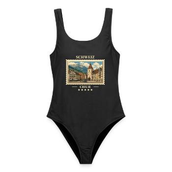 Schweiz Chur Vintage Reisemarke - Frauen Badeanzug - Schwarz - Vorne - AI Model Female 172 light (172cm)