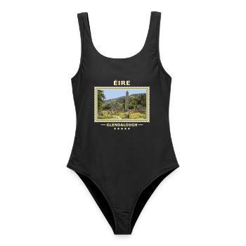 Irland Glendalough Vintage Reisemarke - Frauen Badeanzug - Schwarz - Vorne - AI Model Female 172 light (172cm)