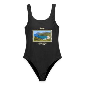 Irland Achill Island Vintage Reisemarke - Frauen Badeanzug - Schwarz - Vorne - AI Model Female 172 light (172cm)