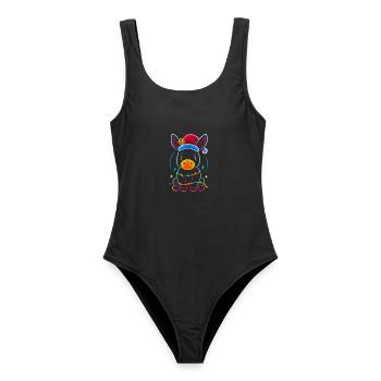 Donkey Elf Noël Drôle Cadeau - Maillot de bain femme - noir - Devant - AI Model Female 172 light (172cm)