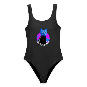Cats & Psytrance – Rave-Band Psy Trance - Frauen Badeanzug - Schwarz - Vorne - AI Model Female 172 light (172cm)