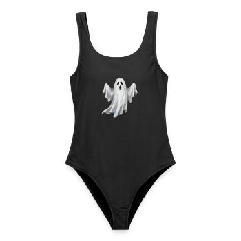Gruseliges Gespenst Halloween Kostüm Ersatz  - Frauen Badeanzug - Schwarz - Vorne - AI Model Female 172 light (172cm)