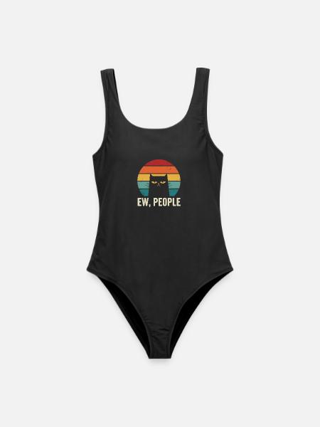 Ew People Retro Cat - Frauen Badeanzug - Schwarz