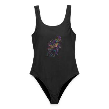 Saxophone jazz - Maillot de bain femme - noir - Devant - AI Model Female 172 light (172cm)