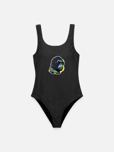 Gorilla mit Sonnebrille - Frauen Badeanzug - Schwarz