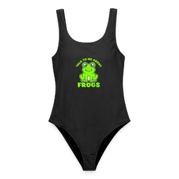 Parle-moi des grenouilles, amateur drôle de grenouilles - Maillot de bain femme - noir - Devant - AI Model Female 172 light (172cm)
