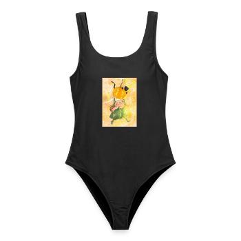 Herbst-Pumpkinhut-Katzenabenteuer - Frauen Badeanzug - Schwarz - Vorne - AI Model Female 172 light (172cm)