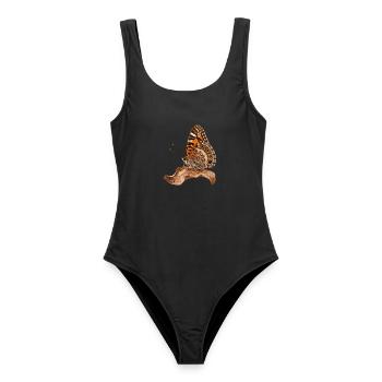 Schmetterling Mauerfuchs - Frauen Badeanzug - Schwarz - Vorne - AI Model Female 172 light (172cm)
