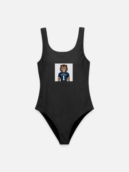 Tiger Maskottchen Jersey Druck - Frauen Badeanzug - Schwarz