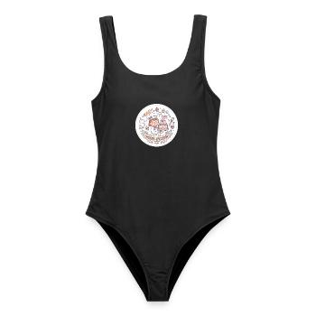 Hobby-Bäckerin Kuchenzauber - Frauen Badeanzug - Schwarz - Vorne - AI Model Female 172 light (172cm)
