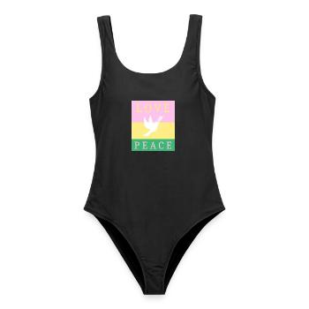Love and peace - Frauen Badeanzug - Schwarz - Vorne - AI Model Female 172 light (172cm)