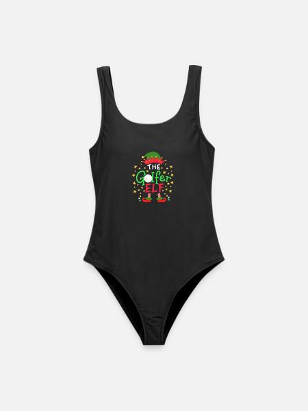 Weihnachten Golfer Elf - Frauen Badeanzug - Schwarz