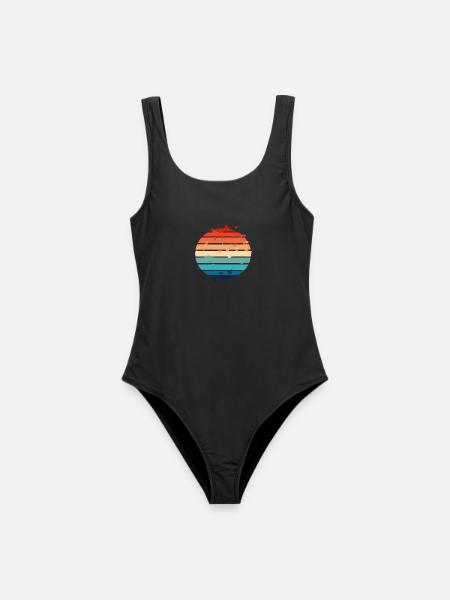 Splatter Retro Sunset - Frauen Badeanzug - Schwarz
