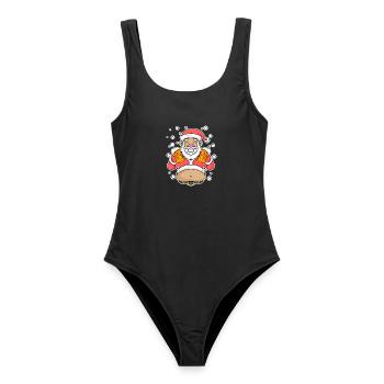 Weichmachten Bier Weihnachtsmann - Frauen Badeanzug - Schwarz - Vorne - AI Model Female 172 light (172cm)
