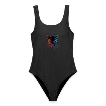 Panthère Léopard Grand Chat Mignon Gros Chat Panter - Maillot de bain femme - noir - Devant - AI Model Female 172 light (172cm)