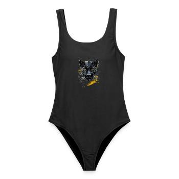 Panthère Léopard Grand Chat Mignon Gros Chat Panter - Maillot de bain femme - noir - Devant - AI Model Female 172 light (172cm)