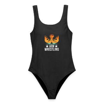 T-shirt de bras de fer - Maillot de bain femme - noir - Devant - AI Model Female 172 light (172cm)