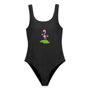 Flamingo Lehrer Zeigestab Schule - Frauen Badeanzug - Schwarz - Vorne - AI Model Female 172 light (172cm)