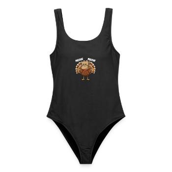 Dinde Chat Thanksgiving Récolte d’automne - Maillot de bain femme - noir - Devant - AI Model Female 172 light (172cm)