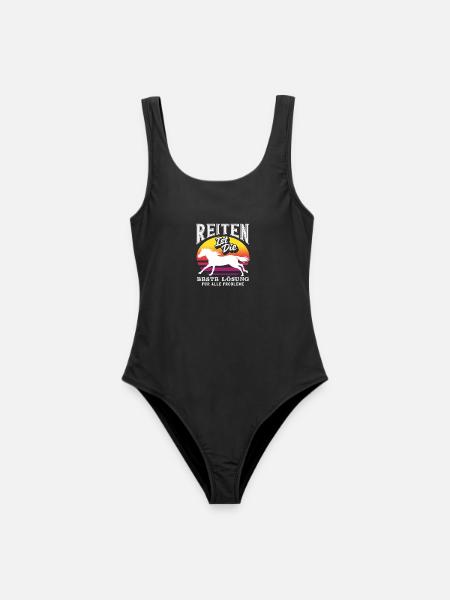 Retro Reiten Lösung Pferdemädchen Ponyfans Reiter - Frauen Badeanzug - Schwarz