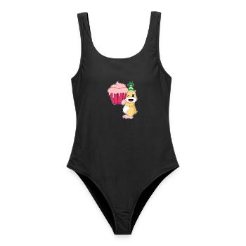 Hamster Birthday Cupcake - Women's Swimsuit - black - Front - AI Model Female 172 light (172cm)