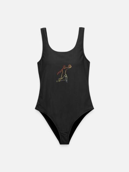 Volleyballer Zeichnung Vintage - Frauen Badeanzug - Schwarz