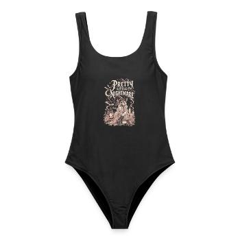 Pretty little Nightmare  - Frauen Badeanzug - Schwarz - Vorne - AI Model Female 172 light (172cm)