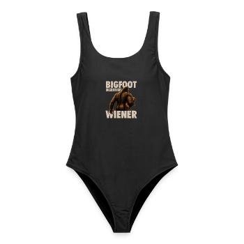 Bigfoot schnappte sich meinen Wiener – Sasquatch-Camping - Frauen Badeanzug - Schwarz - Vorne - AI Model Female 172 light (172cm)