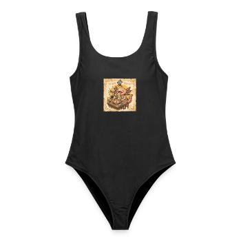 Axolotl Ramen essen Vintage-japanische Kunst - Frauen Badeanzug - Schwarz - Vorne - AI Model Female 172 light (172cm)