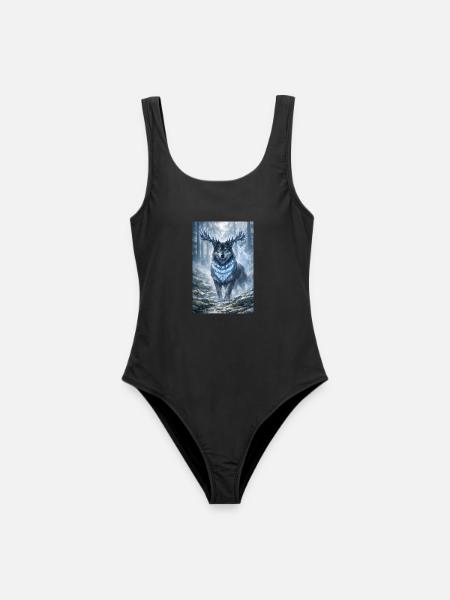 Der Runenhüter: Frosthirschwolf - Frauen Badeanzug - Schwarz