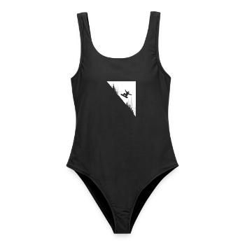 Snowboarder Jumping – Snowboarding Lover Powder - Frauen Badeanzug - Schwarz - Vorne - AI Model Female 172 light (172cm)